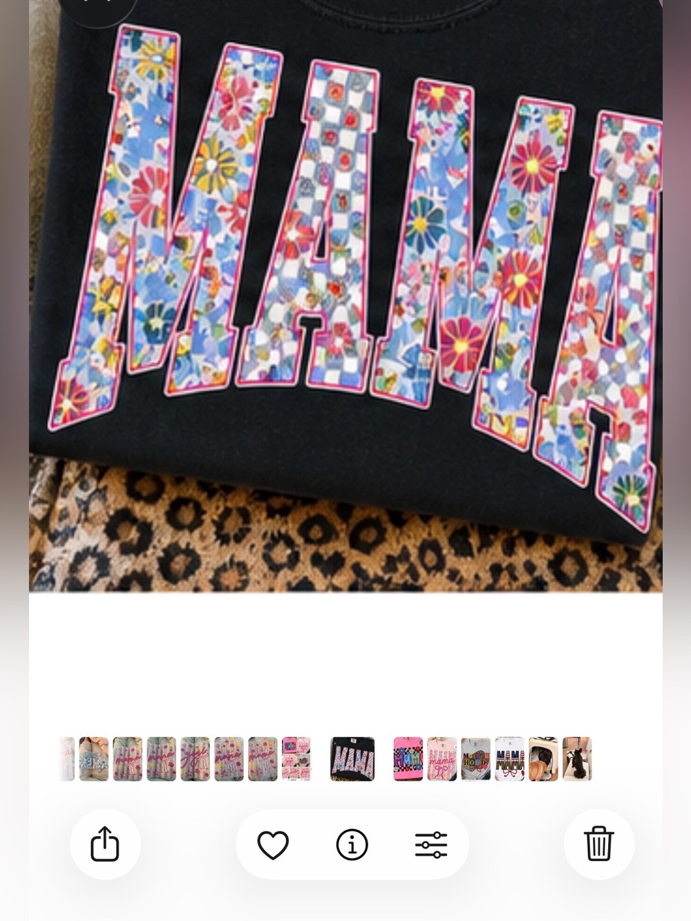Gildan Black Tee with Colorful Floral 'MAMA' Lettering